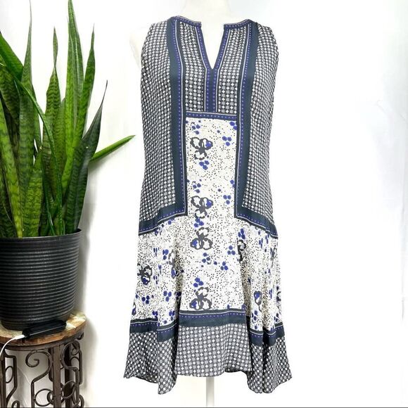 REBECCA TAYLOR Size 10 Silk Dress Floral Spring Summer Fit Flare - Picture 12 of 14